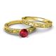 6 - Florie 0.95 ct Classic Ruby Solitaire Bridal Set Ring 