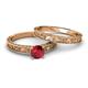 6 - Florie 0.95 ct Classic Ruby Solitaire Bridal Set Ring 