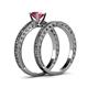 5 - Florian 1.00 ct Classic Rhodolite Garnet (6.50 mm) Solitaire Bridal Set Ring  