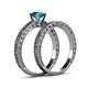 5 - Florian 0.95 ct Classic London Blue Topaz (6.50 mm) Solitaire Bridal Set Ring  