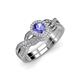 1 - Keyara 1.10 ctw Tanzanite Accented Natural Diamonds Halo Bridal Set Ring  