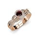 1 - Keyara 1.17 ctw Red Garnet Accented Natural Diamonds Halo Bridal Set Ring  