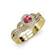 1 - Keyara 1.15 ctw Rhodolite Garnet Accented Natural Diamonds Halo Bridal Set Ring  