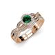 1 - Keyara 1.10 ctw Emerald Accented Natural Diamonds Halo Bridal Set Ring  