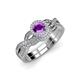 1 - Keyara 1.10 ctw Amethyst Accented Natural Diamonds Halo Bridal Set Ring  