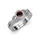 1 - Keyara 1.17 ctw Red Garnet Accented Natural Diamonds Halo Bridal Set Ring  