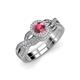 1 - Keyara 1.15 ctw Rhodolite Garnet Accented Natural Diamonds Halo Bridal Set Ring  