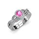 1 - Keyara 1.15 ctw Pink Sapphire Accented Natural Diamonds Halo Bridal Set Ring  
