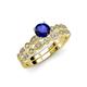 1 - Siena 1.25 ctw Blue Sapphire (6.50 mm) Accented Natural Round Diamonds Marquise and Dot Shape Bridal Set Ring  