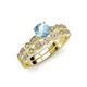 1 - Siena 1.12 ctw Aquamarine (6.50 mm) Accented Natural Round Diamonds Marquise and Dot Shape Bridal Set Ring  