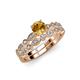 1 - Siena 1.12 ctw Citrine (6.50 mm) Accented Natural Round Diamonds Marquise and Dot Shape Bridal Set Ring  