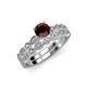 1 - Siena 1.30 ctw Red Garnet (6.50 mm) Accented Natural Round Diamonds Marquise and Dot Shape Bridal Set Ring  