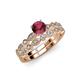 1 - Siena 1.25 ctw Rhodolite Garnet (6.50 mm) Accented Natural Round Diamonds Marquise and Dot Shape Bridal Set Ring  