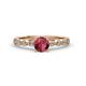 2 - Siena 1.25 ctw Rhodolite Garnet (6.50 mm) Accented Natural Round Diamonds Marquise and Dot Shape Bridal Set Ring  