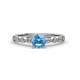 2 - Siena 1.20 ctw Blue Topaz (6.50 mm) Accented Natural Round Diamonds Marquise and Dot Shape Bridal Set Ring  
