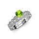 1 - Siena 1.35 ctw Peridot (6.50 mm) Accented Natural Round Diamonds Marquise and Dot Shape Bridal Set Ring  