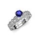1 - Siena 1.25 ctw Blue Sapphire (6.50 mm) Accented Natural Round Diamonds Marquise and Dot Shape Bridal Set Ring  