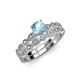 1 - Siena 1.12 ctw Aquamarine (6.50 mm) Accented Natural Round Diamonds Marquise and Dot Shape Bridal Set Ring  