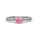 2 - Siena 1.12 ctw Pink Tourmaline (6.50 mm) Accented Natural Round Diamonds Marquise and Dot Shape Bridal Set Ring  