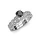 1 - Siena 1.75 ctw Black Diamond (6.50 mm) Accented Natural Round Diamonds Marquise and Dot Shape Bridal Set Ring  