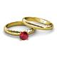 4 - Eudora 0.95 ct Classic Ruby Solitaire Bridal Set Ring 