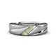 1 - Amani Round Peridot Angled Brushed and Polished Finish Men Three Stone Wedding Band (6 mm) 