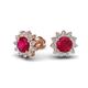 1 - Megan 2.56 ctw Ruby accented Natural Diamonds Floral Stud Earrings 