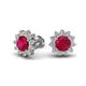 1 - Megan 2.56 ctw Ruby accented Natural Diamonds Floral Stud Earrings 