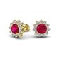 1 - Megan 2.56 ctw Ruby accented Natural Diamonds Floral Stud Earrings 