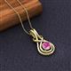 3 - Amanda 5.00 mm Round Pink Sapphire Solitaire Infinity Love Knot Pendant Necklace 