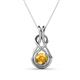 1 - Amanda 5.00 mm Round Citrine Solitaire Infinity Love Knot Pendant Necklace 