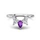 1 - Amina 0.54 ctw Pear Shape Amethyst Accented Lab Grown Diamonds Curved Wedding Band 