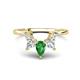 1 - Amina 0.57 ctw Pear Shape Green Garnet Accented Lab Grown Diamonds Curved Wedding Band 