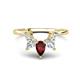 1 - Amina 0.62 ctw Pear Shape Red Garnet Accented Lab Grown Diamonds Curved Wedding Band 