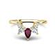 1 - Amina 0.57 ctw Pear Shape Rhodolite Garnet Accented Lab Grown Diamonds Curved Wedding Band 