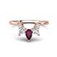 1 - Amina 0.57 ctw Pear Shape Rhodolite Garnet Accented Lab Grown Diamonds Curved Wedding Band 