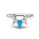 1 - Amina 0.45 ctw Pear Shape Turquoise Accented Lab Grown Diamonds Curved Wedding Band 
