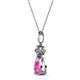 2 - Zaila Pear Shape Pink Sapphire and Round Natural Diamond Two Stone Pendant 