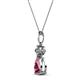 2 - Zaila Pear Shape Rhodolite Garnet and Round Natural Diamond Two Stone Pendant 