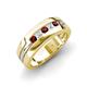 4 - Brandon 0.32 ctw Red Garnet and Lab Grown Diamond High Polished Men Wedding Band (7 mm) 