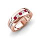 4 - Brandon 0.30 ctw Ruby and Lab Grown Diamond High Polished Men Wedding Band (7 mm) 