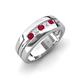 4 - Brandon 0.30 ctw Ruby and Lab Grown Diamond High Polished Men Wedding Band (7 mm) 