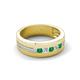 6 - Brandon 0.24 ctw Emerald and Lab Grown Diamond High Polished Men Wedding Band (7 mm) 