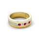 6 - Brandon 0.30 ctw Ruby and Lab Grown Diamond High Polished Men Wedding Band (7 mm) 