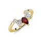 4 - Amina 0.62 ctw Pear Shape Red Garnet Accented Lab Grown Diamonds Curved Wedding Band 