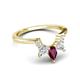 6 - Amina 0.57 ctw Pear Shape Rhodolite Garnet Accented Lab Grown Diamonds Curved Wedding Band 