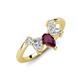 4 - Amina 0.57 ctw Pear Shape Rhodolite Garnet Accented Lab Grown Diamonds Curved Wedding Band 