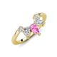 4 - Amina 0.62 ctw Pear Shape Pink Sapphire Accented Lab Grown Diamonds Curved Wedding Band 