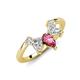 4 - Amina 0.57 ctw Pear Shape Pink Tourmaline Accented Lab Grown Diamonds Curved Wedding Band 