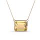 1 - Olivia 12x10 mm Emerald Cut Citrine East West Solitaire Pendant Necklace 